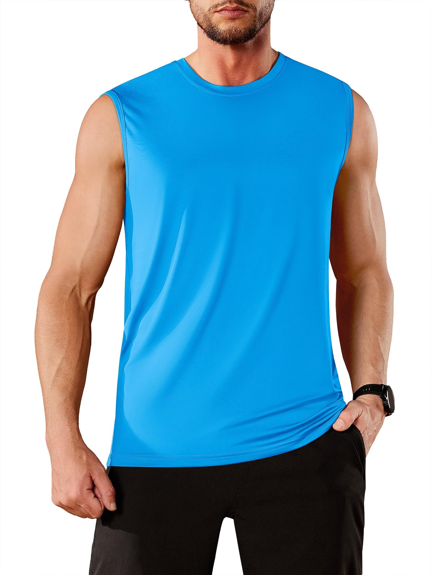 TACVASEN Mens Muscle Shirt Azure Tank Tops for Men